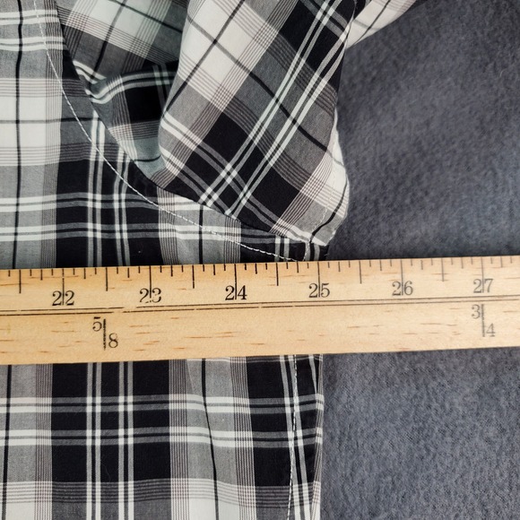 Banana Republic Mens XL Long Sleeve Button Up Shirt Plaid Black White Casual - Picture 4 of 6